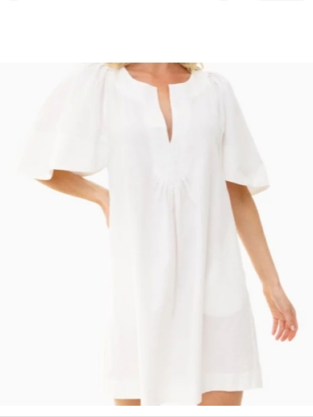 Pomander Place by Tuckernuck White Finley Flutter Sleeve Dress sz M NWOT - Picture 2 of 9